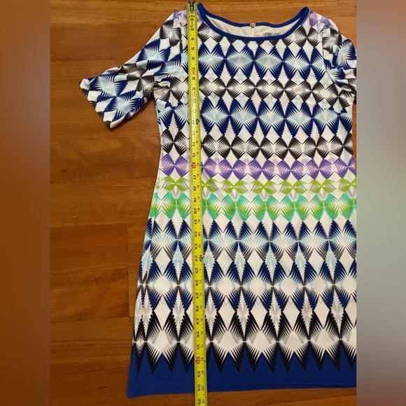 Eliza J  Shift Dress Geometric Colorful Short Sleeve Career Cocktail Size 12P - Picture 9 of 9